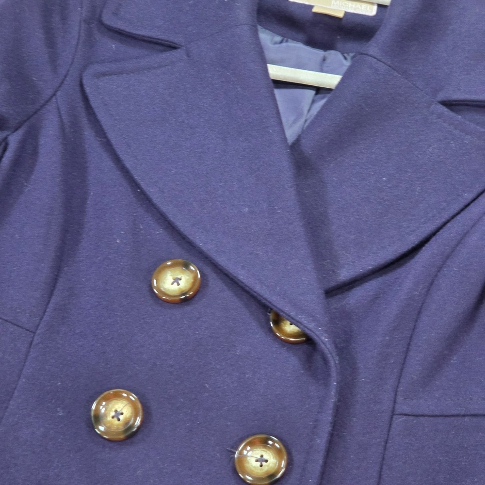 Michael Michael Kors Pea Coat Womens Size S Purple Excellent Wool Blend Jacket
